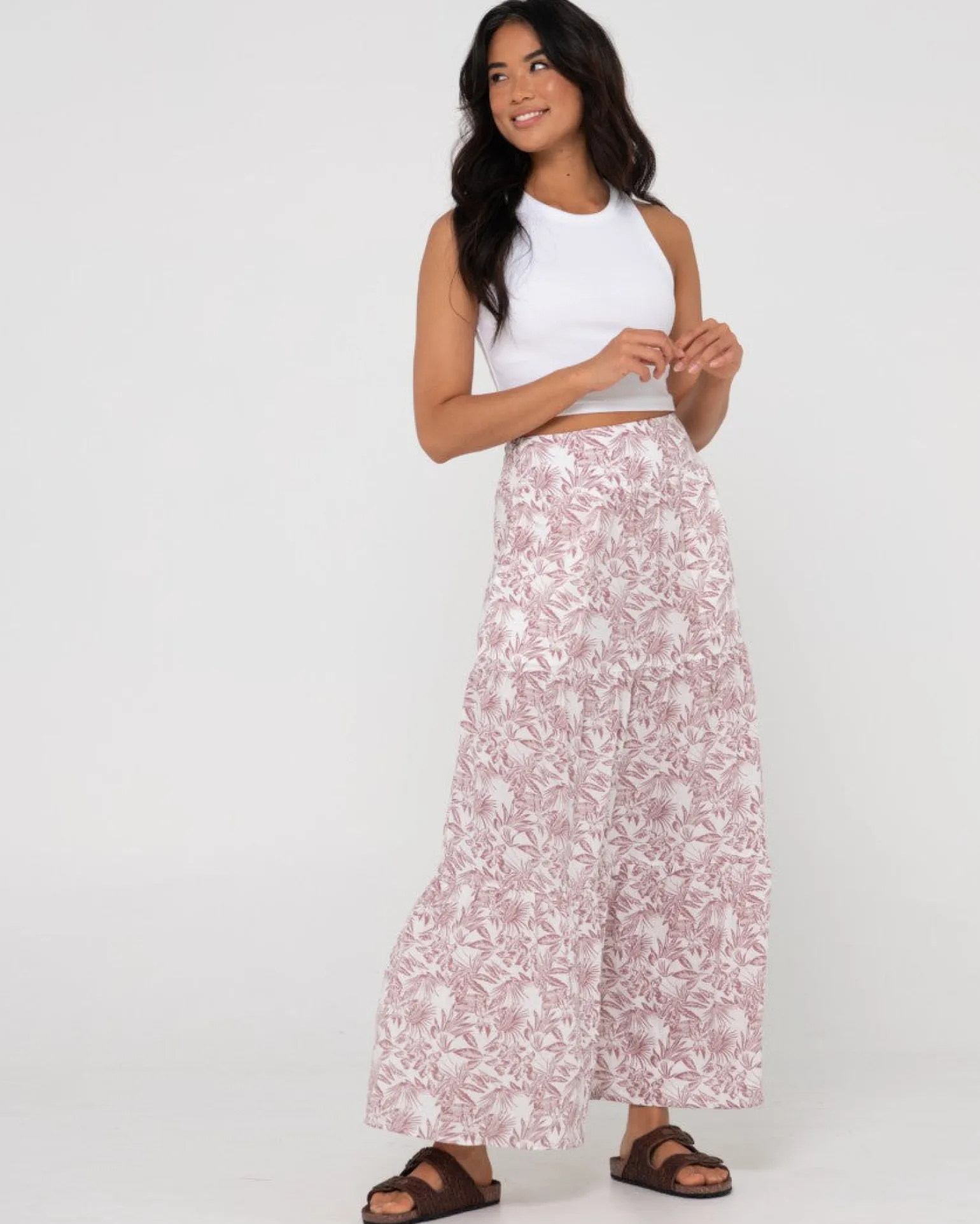 Falda Larga Floral De Talle Alto Faye>Rusty Discount