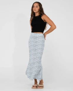 Falda Midi De Talle Alto Con Estampado Floral De Balnear><noscript><img width=