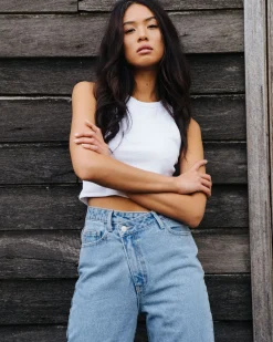 Jean Recto Desgastado De Talle Alto Chloe>Rusty Best