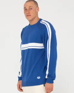Jersey De Punto Con Cuello Redondo Y Lineas Blancas><noscript><img width=