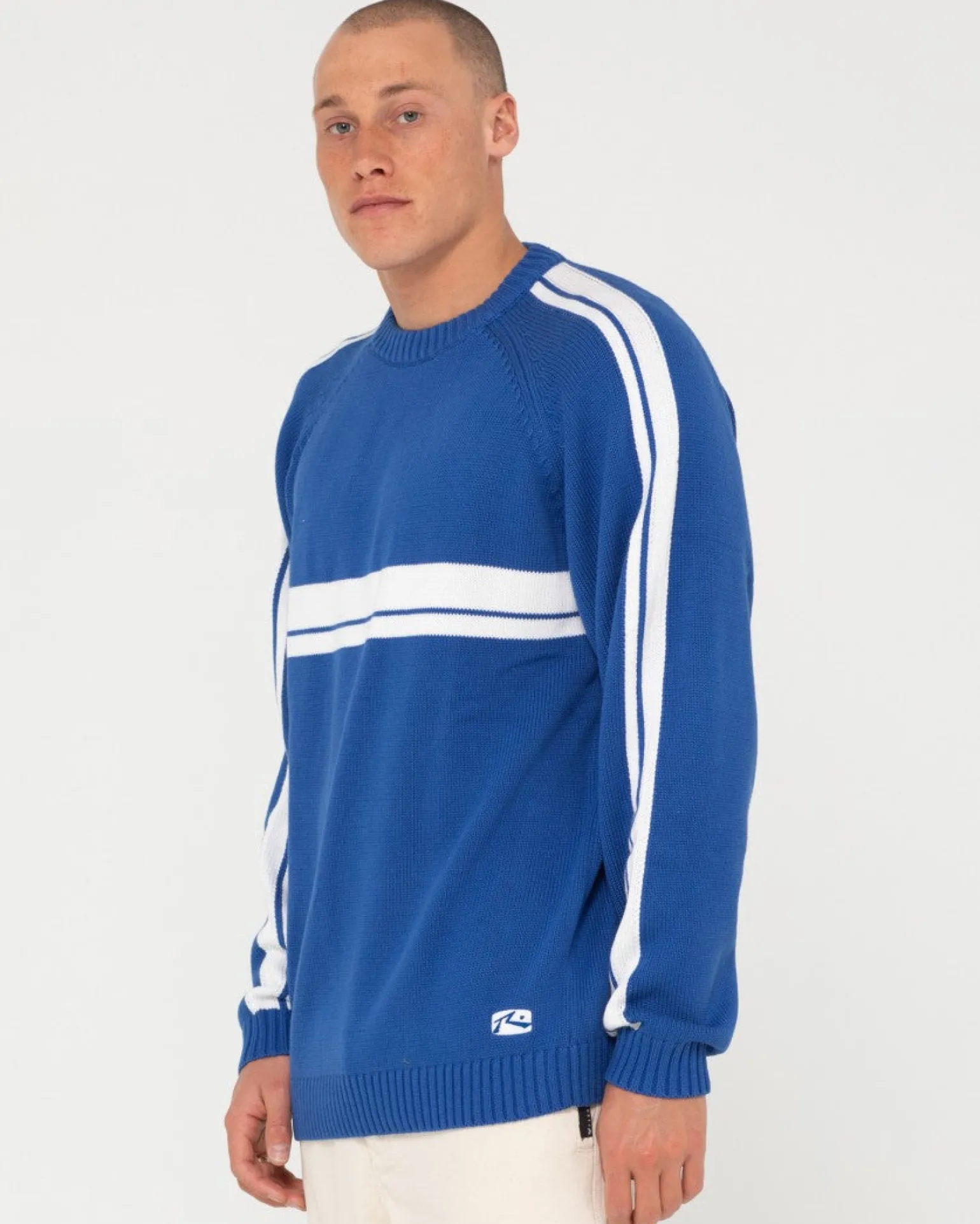 Jersey De Punto Con Cuello Redondo Y Lineas Blancas>Rusty Discount