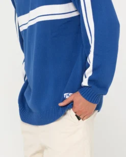 Jersey De Punto Con Cuello Redondo Y Lineas Blancas><noscript><img width=