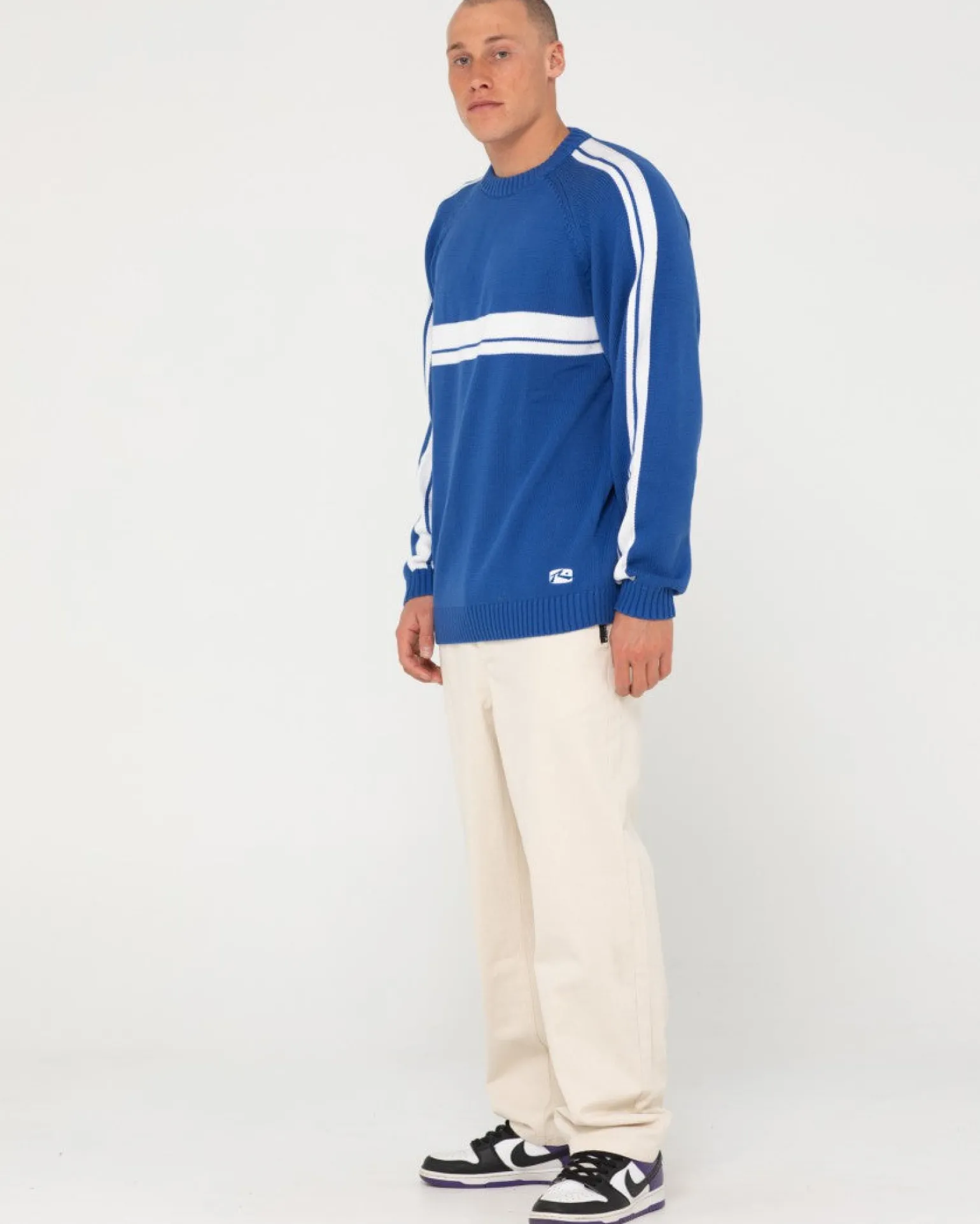 Jersey De Punto Con Cuello Redondo Y Lineas Blancas>Rusty Discount
