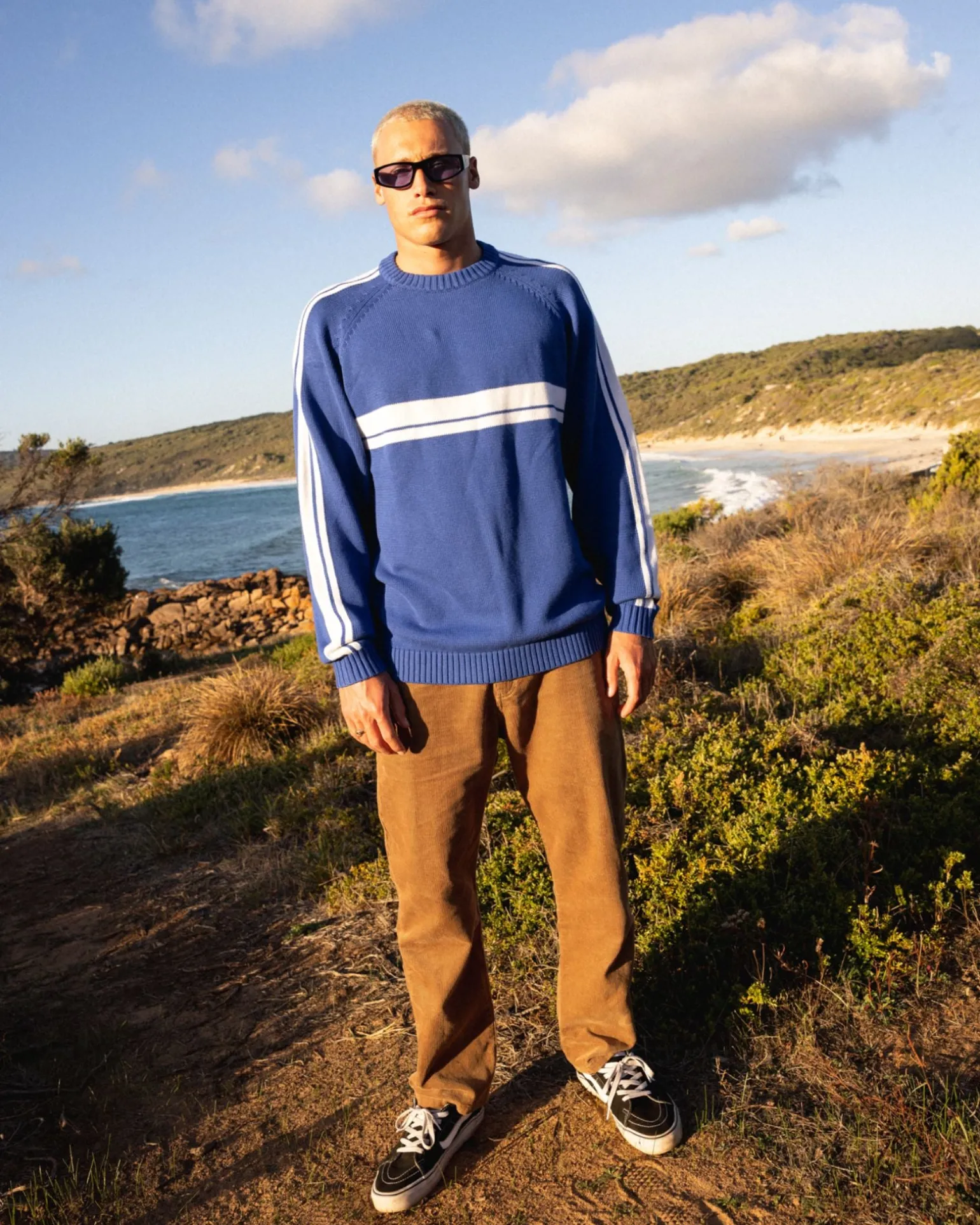 Jersey De Punto Con Cuello Redondo Y Lineas Blancas>Rusty Discount