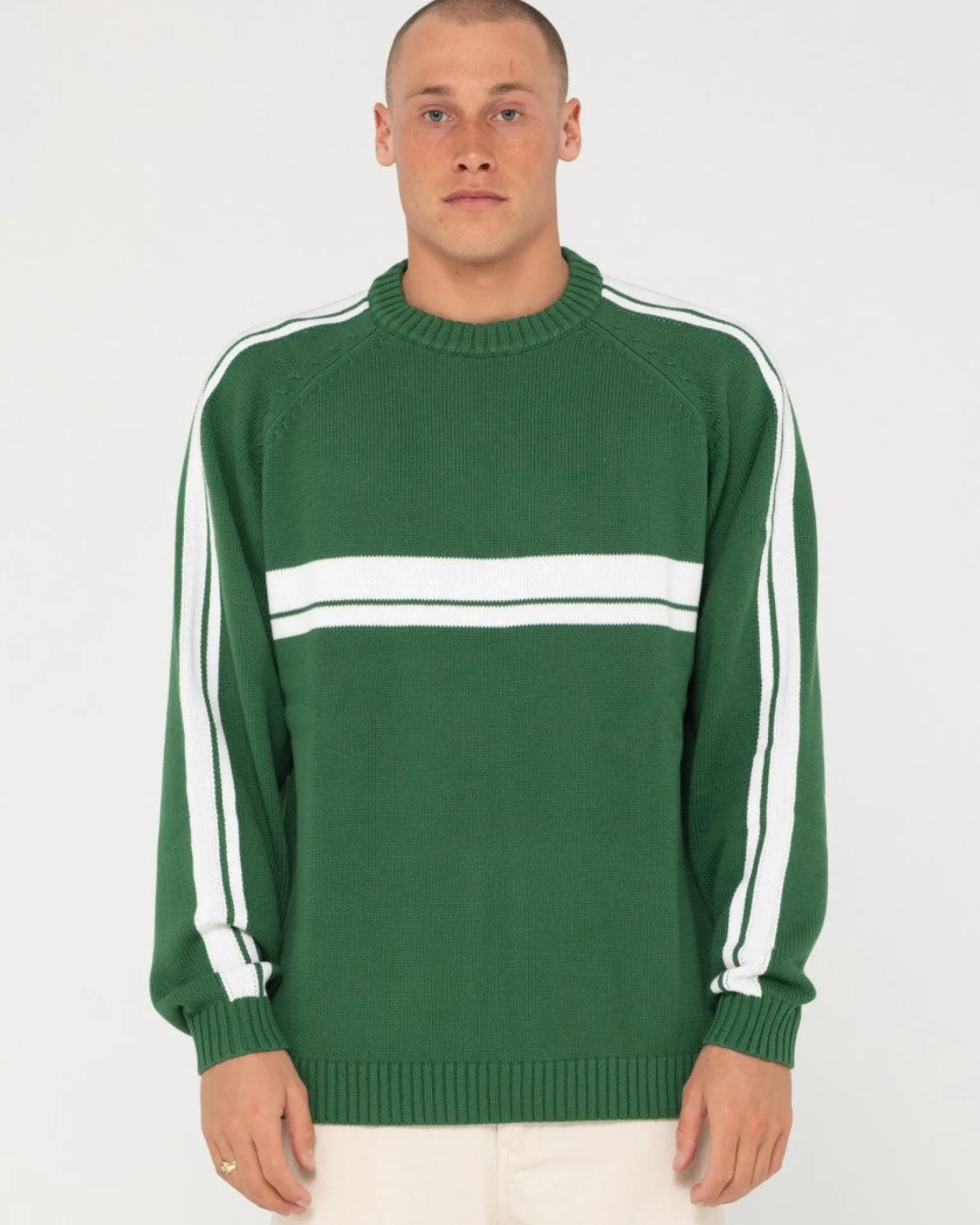 Jersey De Punto Con Cuello Redondo Y Lineas Blancas>Rusty Flash Sale