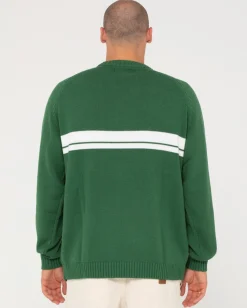Jersey De Punto Con Cuello Redondo Y Lineas Blancas><noscript><img width=