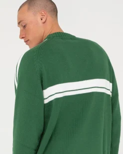 Jersey De Punto Con Cuello Redondo Y Lineas Blancas><noscript><img width=