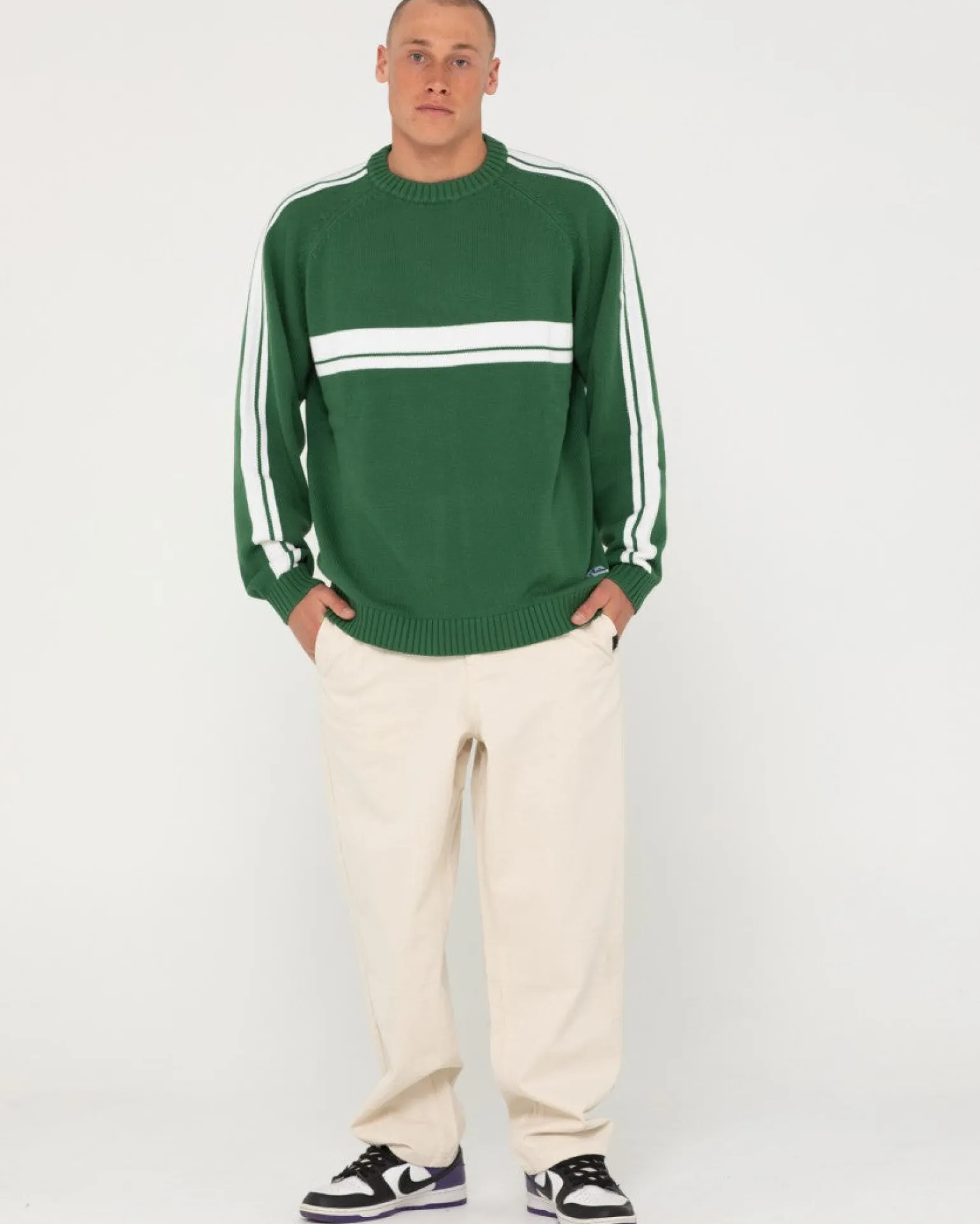 Jersey De Punto Con Cuello Redondo Y Lineas Blancas>Rusty Flash Sale