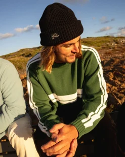 Jersey De Punto Con Cuello Redondo Y Lineas Blancas><noscript><img width=