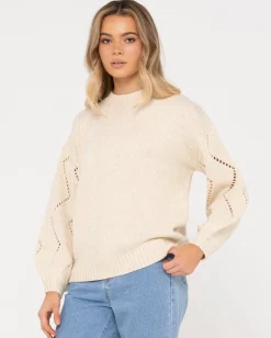 Jersey De Punto Con Cuello Redondo Y Ajuste Relajado Rossie><noscript><img width=