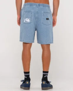 Manila Folder Pantalon Corto Vaquero Elastico Lavado Vintage><noscript><img width=
