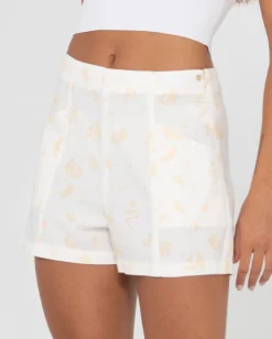 Pantalon Corto Cassidy De Lino De Talle Alto><noscript><img width=