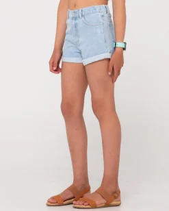 Pantalon Corto De Mezclilla Enrollado Suerte Para Nina><noscript><img width=