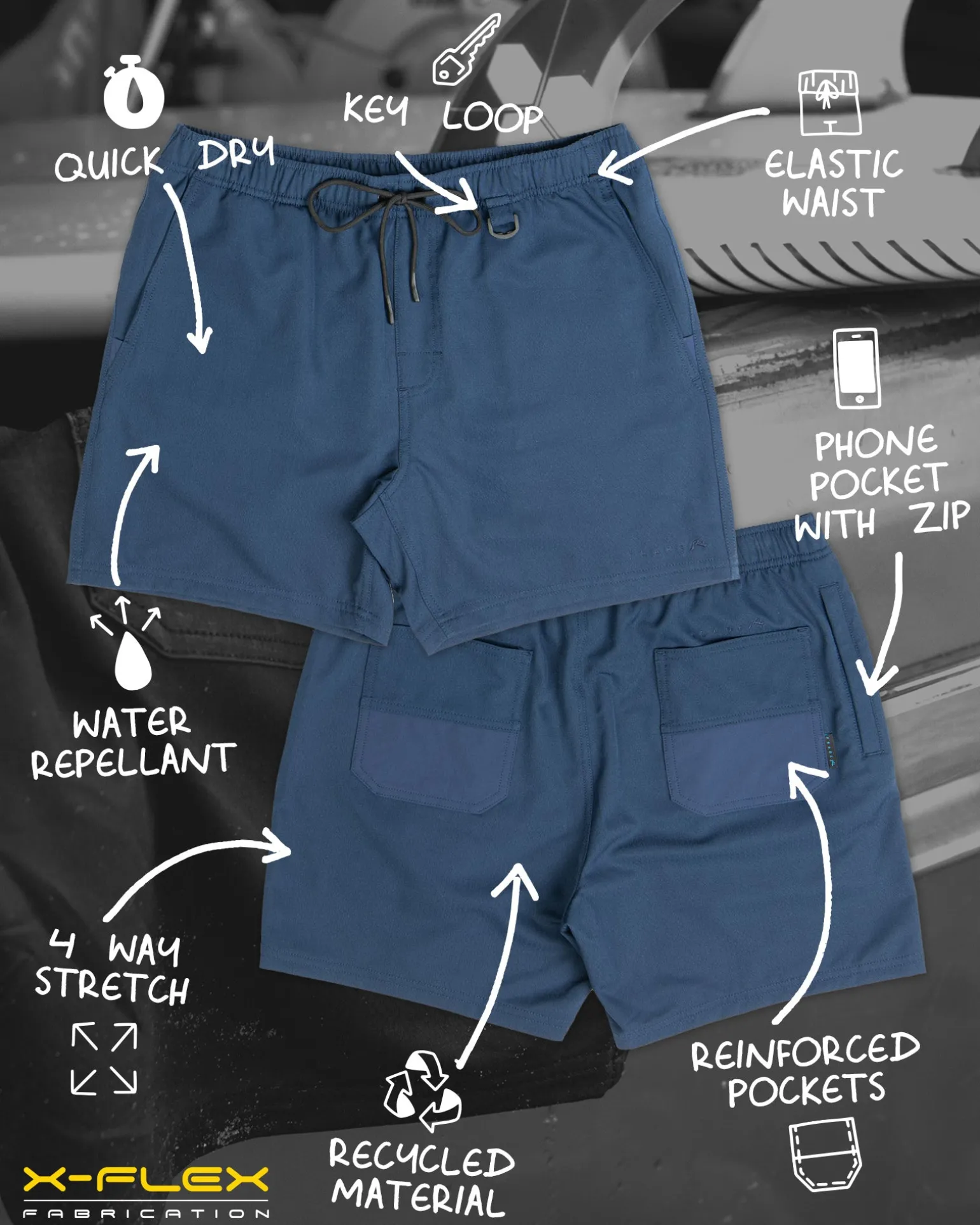 Pantalon Corto De Trabajo Elastico De Secado Rapido Surf2Site>Rusty Cheap