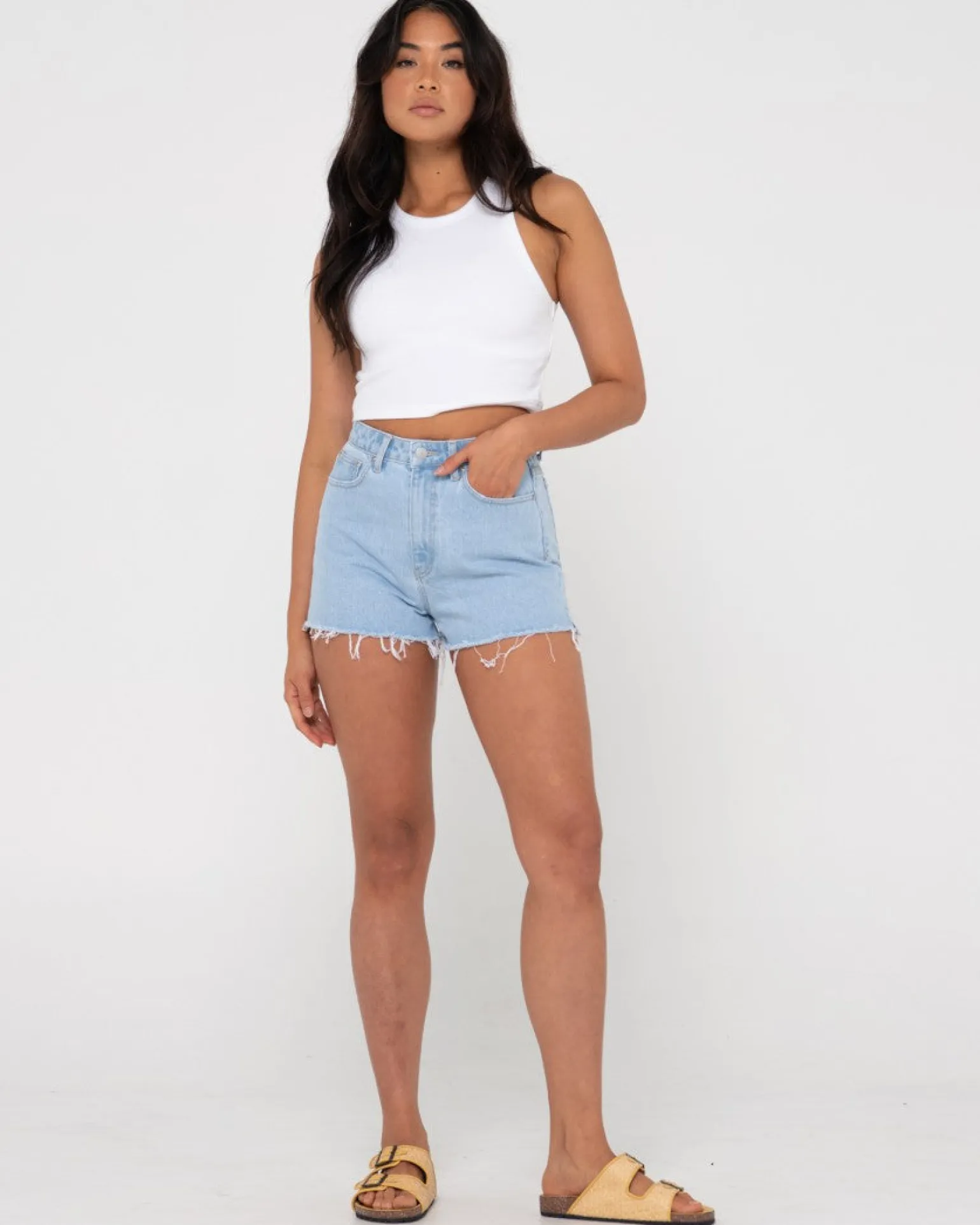 Pantalon Corto Vaquero De Talle Alto Acampanado Penny Kick>Rusty Cheap