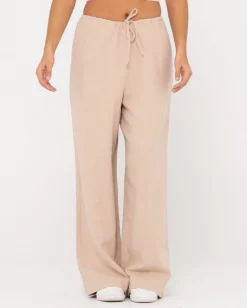 Pantalon De Lino De Corte Relajado Y Talle Alto Carolina>Rusty Hot