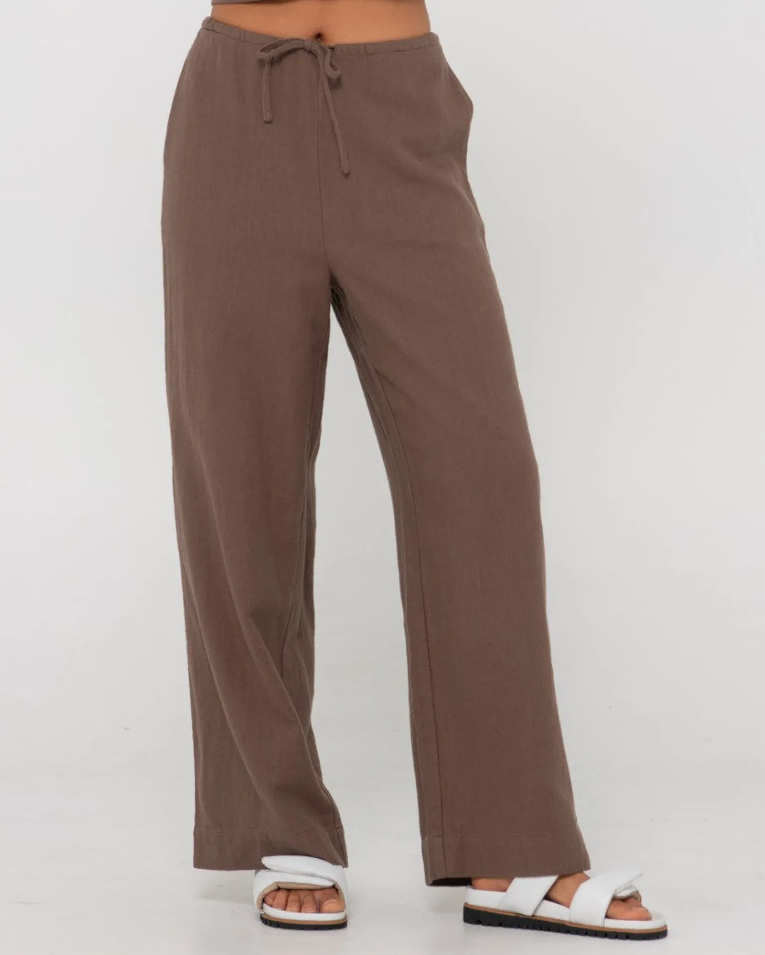 Pantalon De Lino De Corte Relajado Y Talle Alto Carolina>Rusty Discount