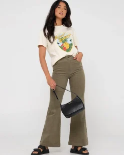 Pantalon De Pana Acampanado De Talle Alto><noscript><img width=