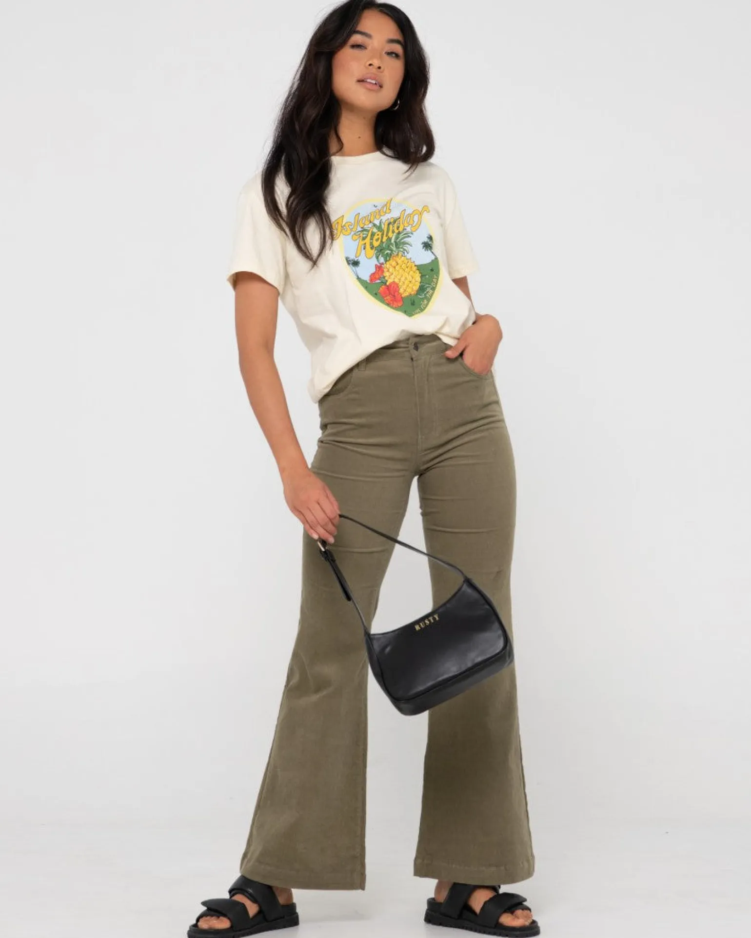 Pantalon De Pana Acampanado De Talle Alto>Rusty Hot