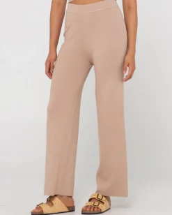 Pantalon De Punto Con Pernera Ancha Y Talle Alto Amelia><noscript><img width=