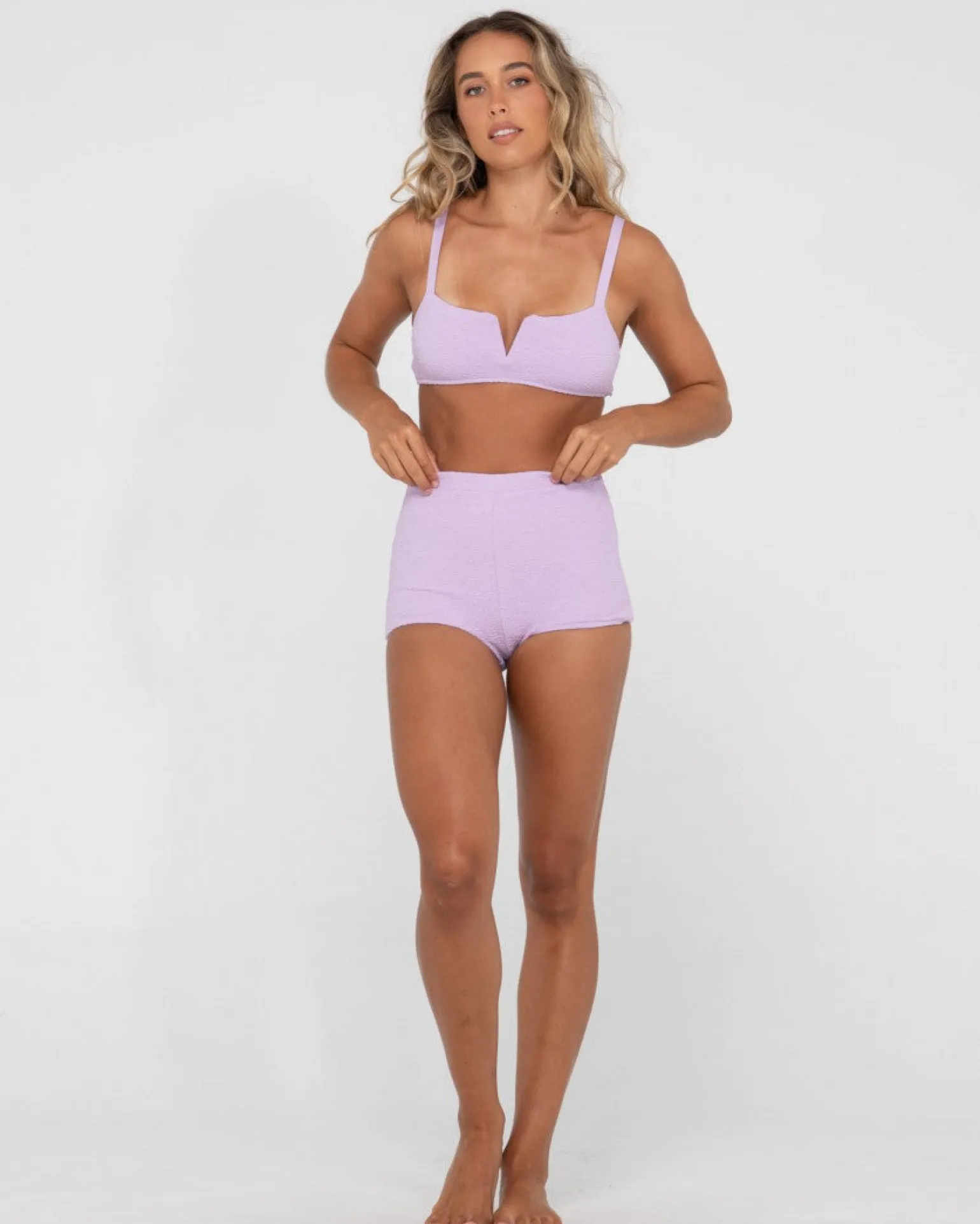 Shorts Surferos De Talle Alto Con Textura De Sandalo>Rusty New