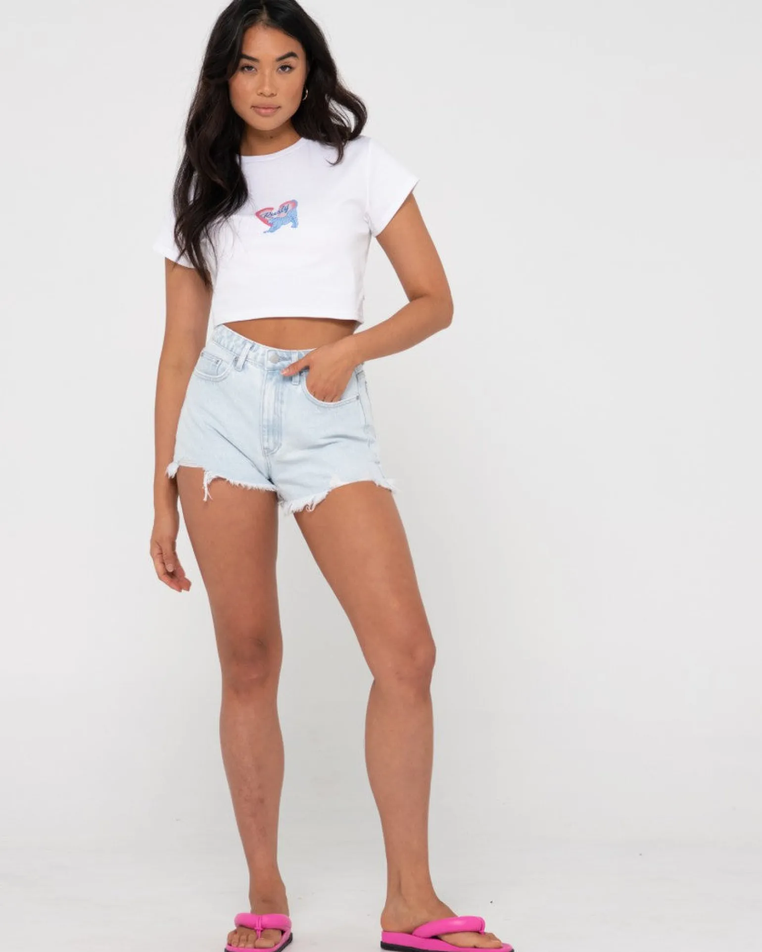 Shorts Vaqueros Deshilachados De Talle Alto De Dime>Rusty Sale