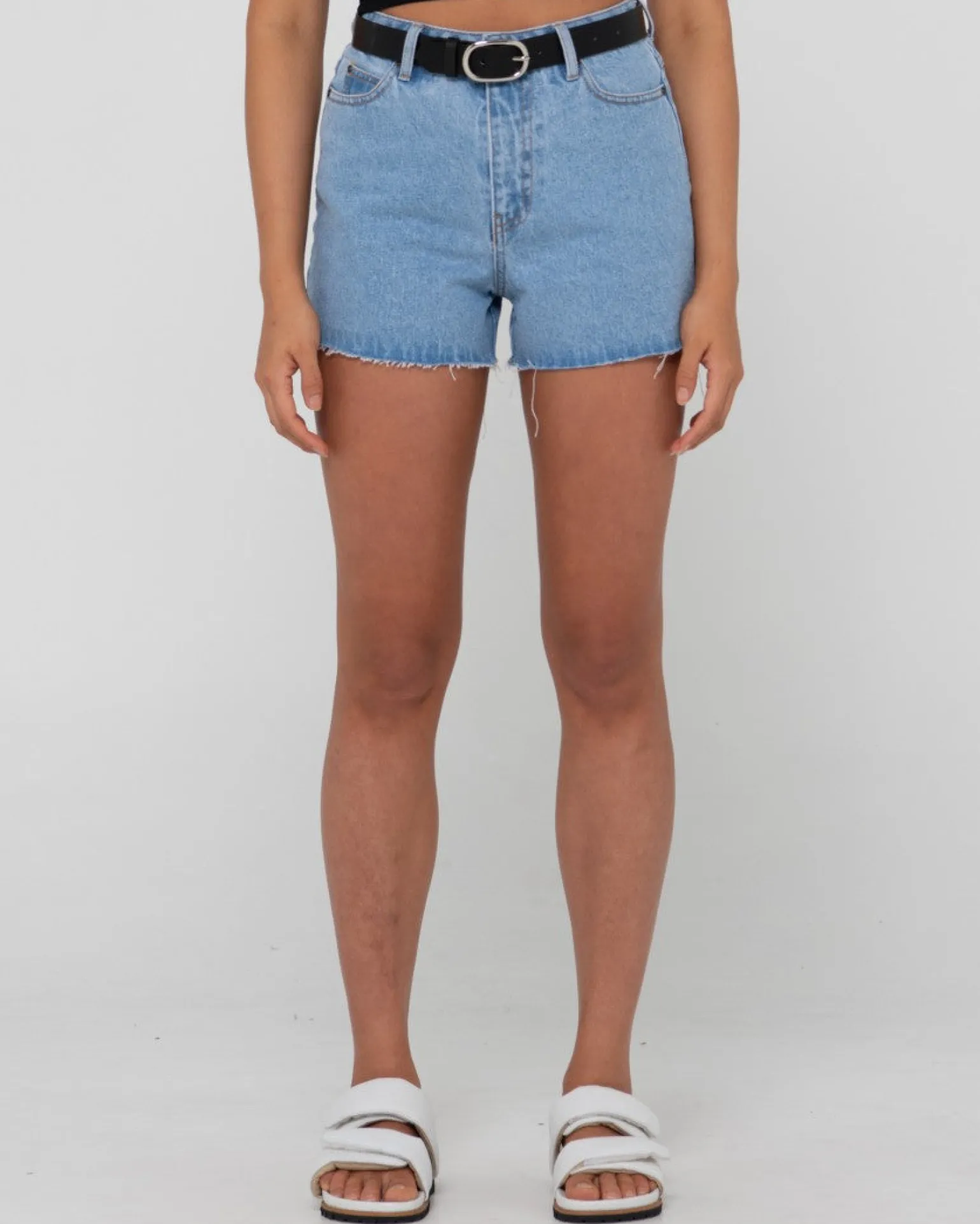 Shorts Vaqueros Deshilachados De Talle Alto Malta>Rusty Cheap