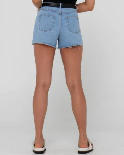 Shorts Vaqueros Deshilachados De Talle Alto Malta>Rusty Cheap