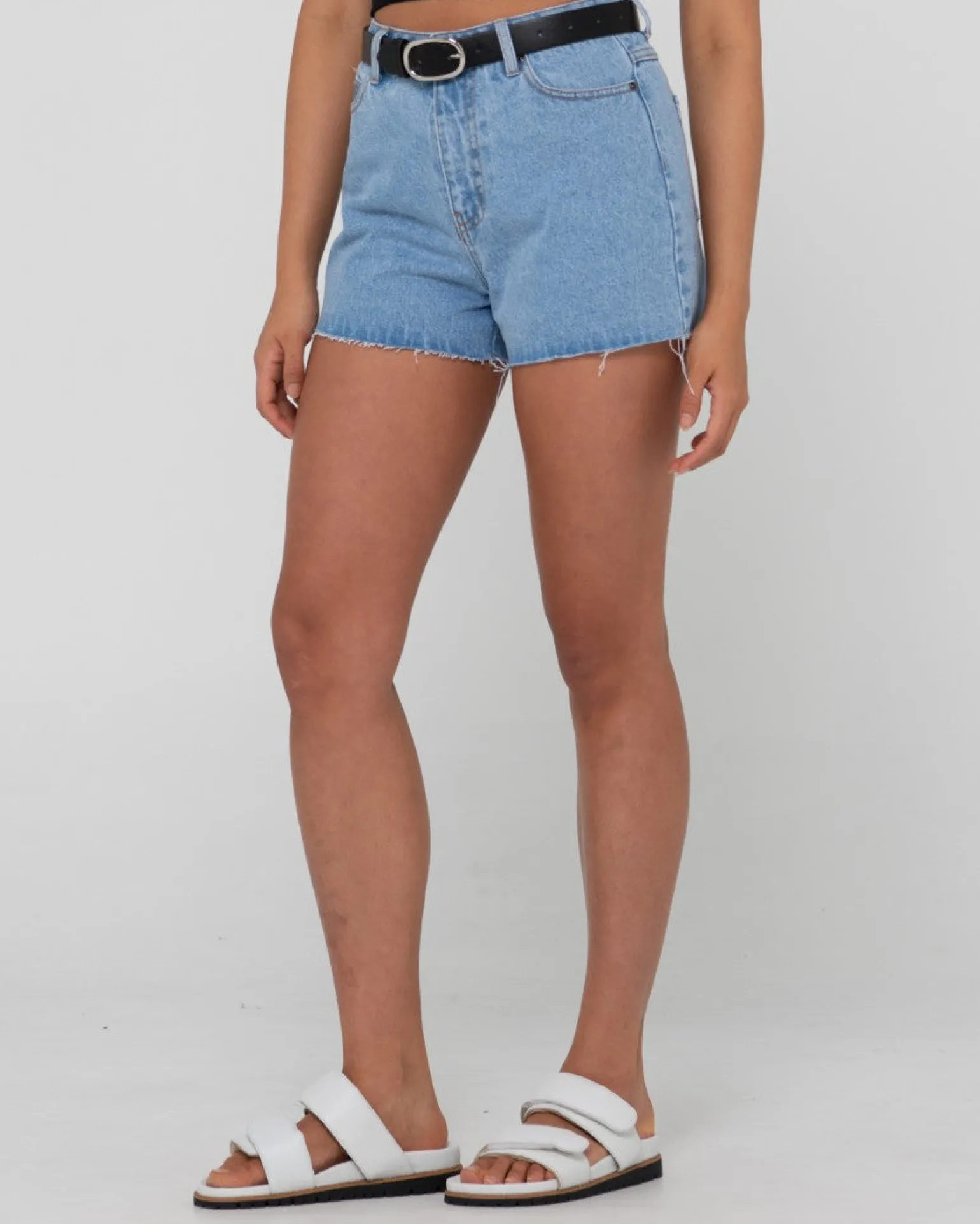 Shorts Vaqueros Deshilachados De Talle Alto Malta>Rusty Cheap