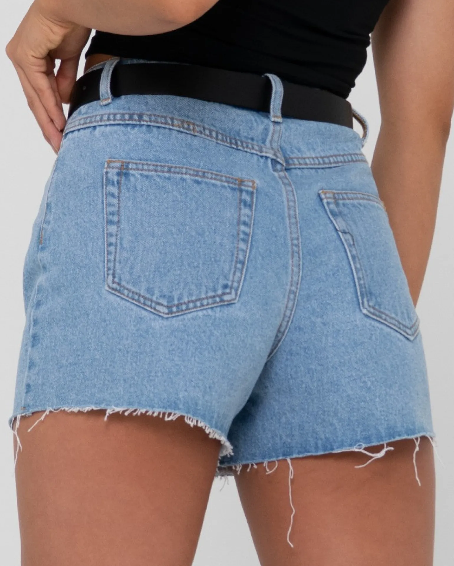 Shorts Vaqueros Deshilachados De Talle Alto Malta>Rusty Cheap