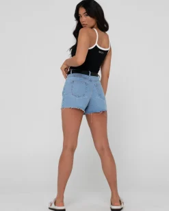 Shorts Vaqueros Deshilachados De Talle Alto Malta><noscript><img width=