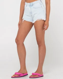 Shorts Vaqueros Deshilachados De Talle Alto De Dime><noscript><img width=