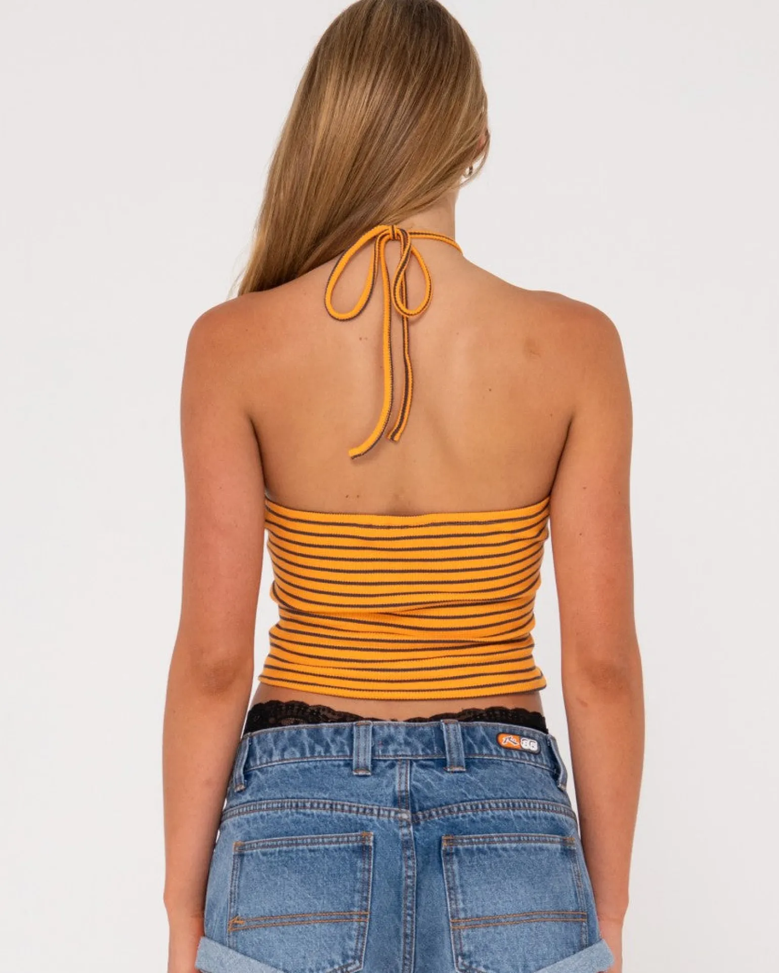 Top Con Cuello Halter A Rayas Emma>Rusty Clearance