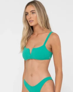 Top De Bikini Estilo Bralette Con Cuello En V De Toalla Lucky Rib><noscript><img width=