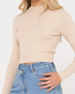 Top De Punto De Manga Larga Con Cuello Simulado Charis><noscript><img width=