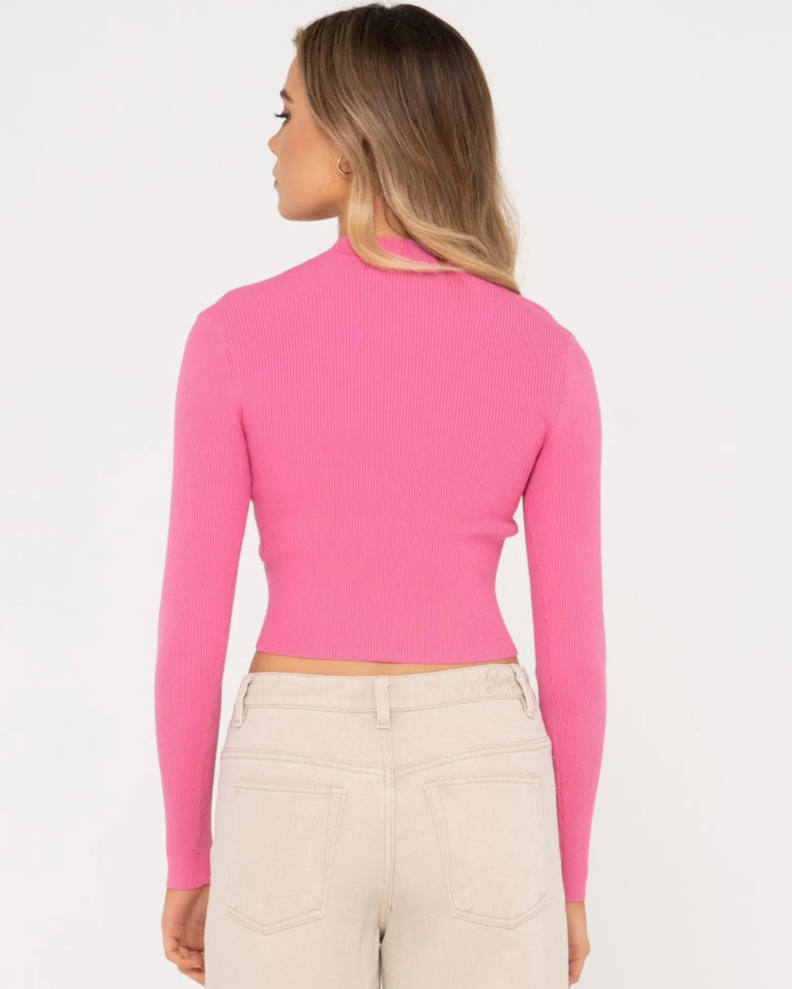 Top De Punto De Manga Larga Con Cuello Simulado Charis>Rusty Clearance