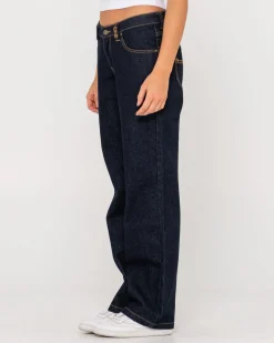 Vaqueros De Mezclilla Con Pernera Recta Y Talle Muy Bajo><noscript><img width=