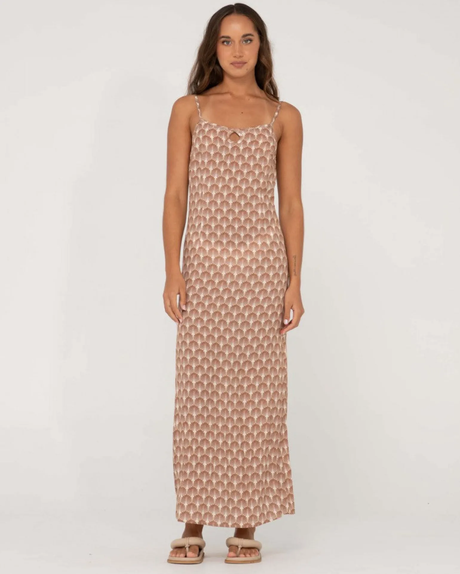 Vestido Largo Con Aberturas Y Estampado Panama>Rusty Discount