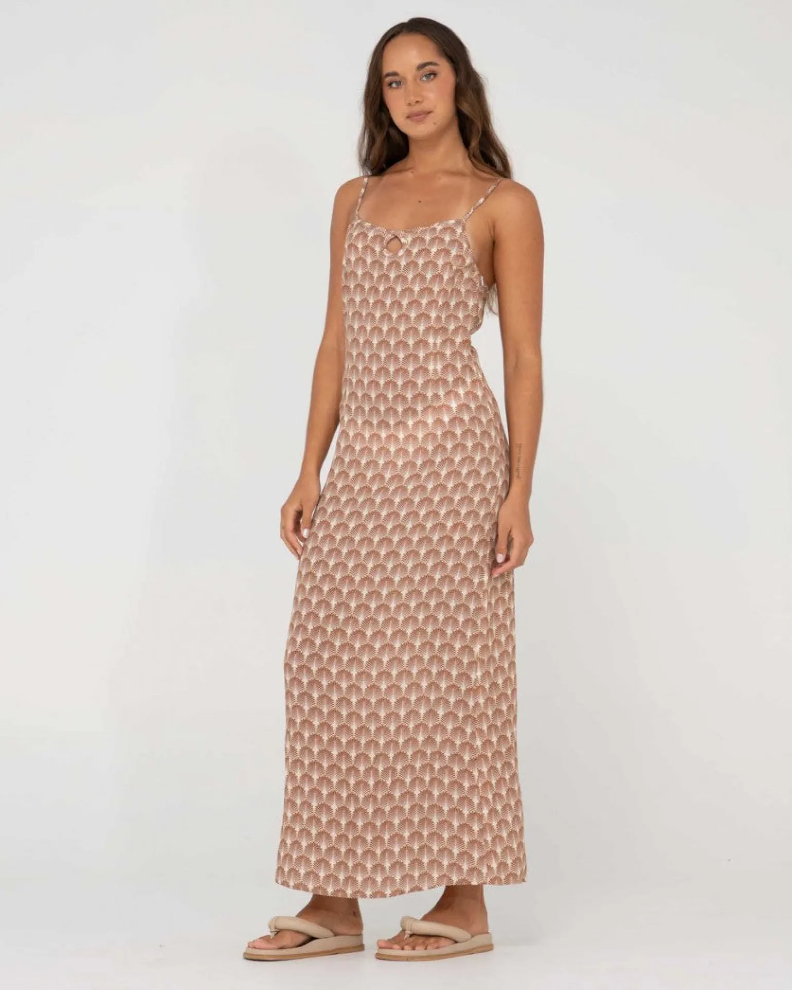 Vestido Largo Con Aberturas Y Estampado Panama>Rusty Discount
