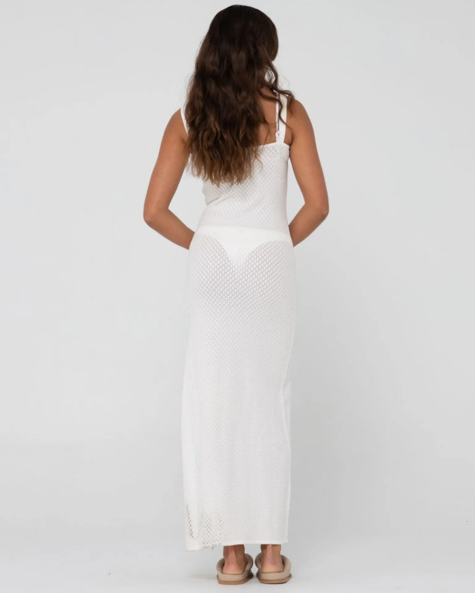 Vestido Largo Lencero De Punto Con Cuello En V Florence>Rusty New