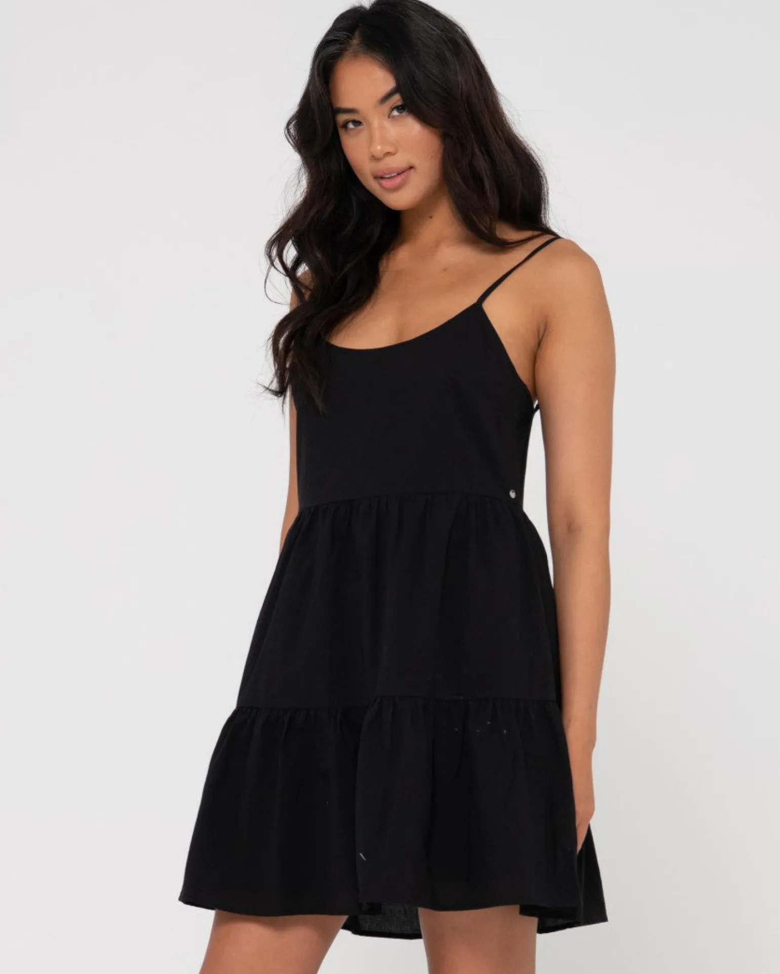 Vestido Lencero Escalonado Heather>Rusty Best Sale